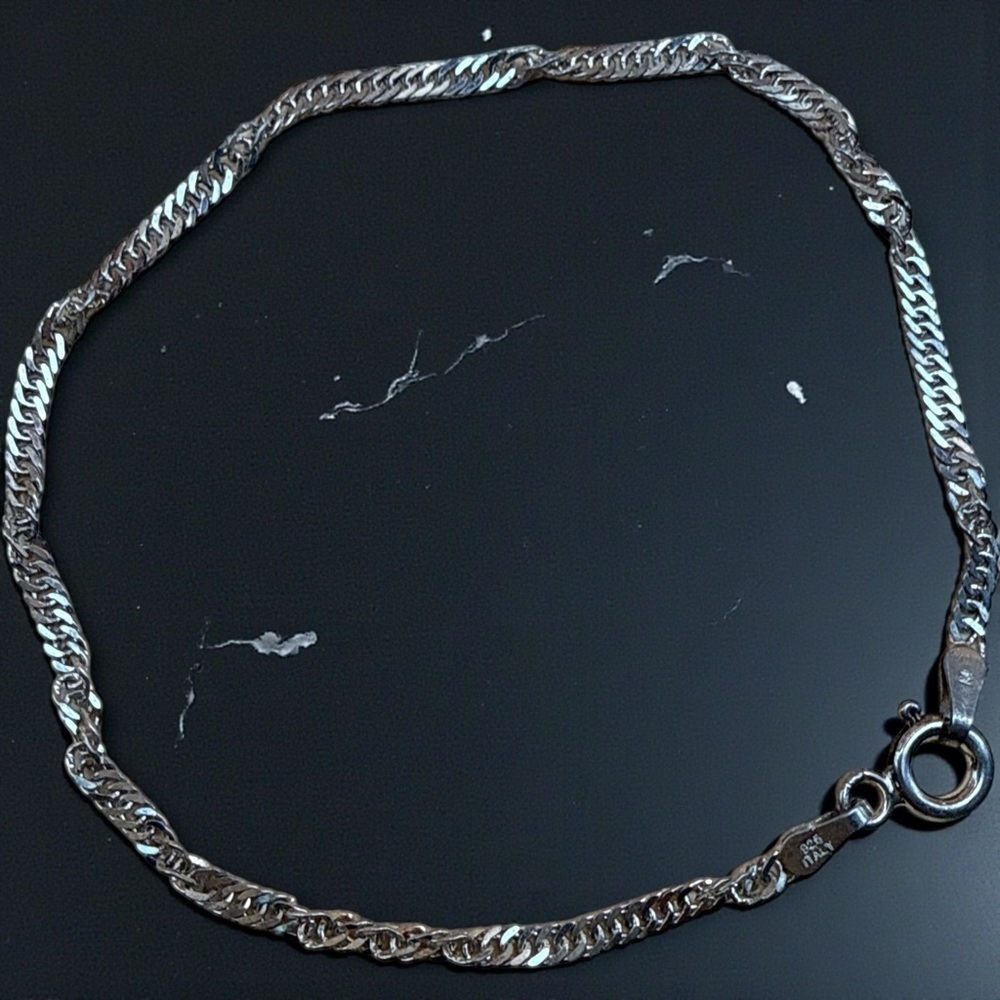 Silver Chain Bracelet stamped both ends estate​​ - Picture 2 of 9